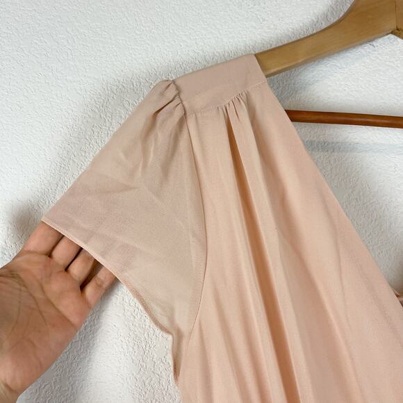 Lulus World on a String Dress Womens Medium Pink Lace-Up Maxi Short Sleeve - Picture 11 of 16